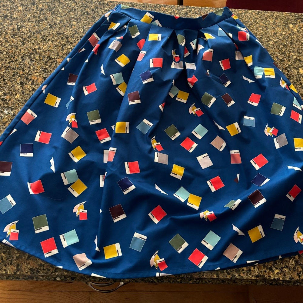 Unique Vintage x Pantone Blue Color Chips Jayne Swing Skirt - Picture 4 of 7